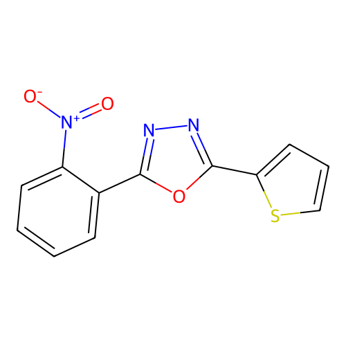 2-(2-Nitrophenyl)-5-(thiophen-2-yl)-1,3,4-oxadiazole structure