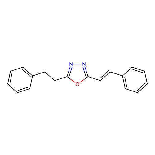2-[(E)-2-phenylethenyl]-5-(2-phenylethyl)-1,3,4-oxadiazole structure