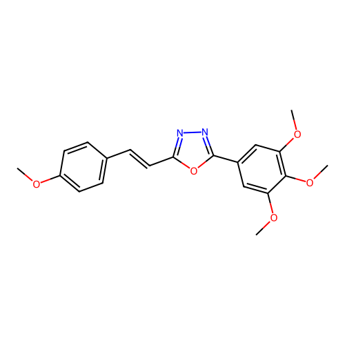 (E)-2-(4-methoxystyryl)-5-(3,4,5-trimethoxyphenyl)-1,3,4-oxadiazole structure
