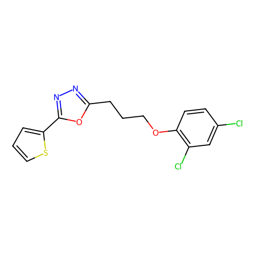 2-[3-(2,4-Dichlorophenoxy)propyl]-5-thiophen-2-yl-1,3,4-oxadiazole structure