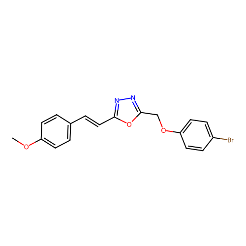 2-[(4-bromophenoxy)methyl]-5-[(E)-2-(4-methoxyphenyl)ethenyl]-1,3,4-oxadiazole structure