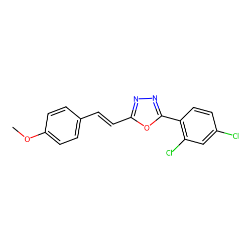 2-(2,4-dichlorophenyl)-5-[(E)-2-(4-methoxyphenyl)ethenyl]-1,3,4-oxadiazole structure