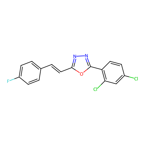 2-(2,4-dichlorophenyl)-5-[(E)-2-(4-fluorophenyl)ethenyl]-1,3,4-oxadiazole structure