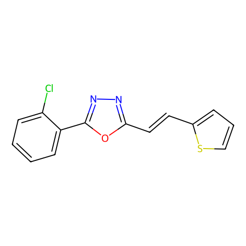 2-(2-Chlorophenyl)-5-[2-(2-thienyl)vinyl]-1,3,4-oxadiazole structure