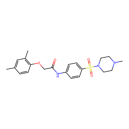 2-(2,4-dimethylphenoxy)-N-{4-[(4-methyl-1-piperazinyl)sulfonyl]phenyl}acetamide structure