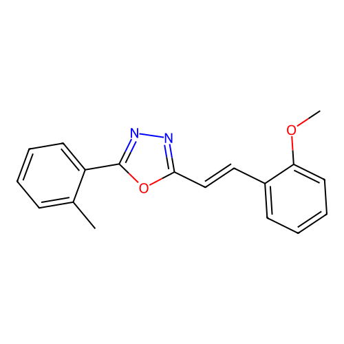 2-[(E)-2-(2-methoxyphenyl)ethenyl]-5-(2-methylphenyl)-1,3,4-oxadiazole structure