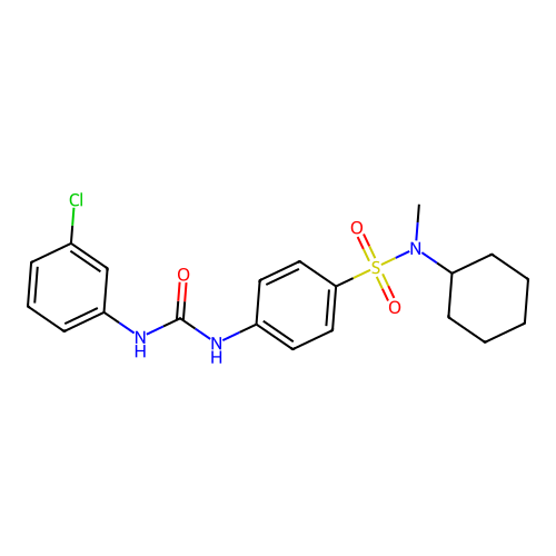 4-{[(3-chlorophenyl)carbamoyl]amino}-N-cyclohexyl-N-methylbenzenesulfonamide structure