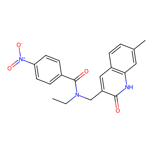 N-ethyl-N-((2-hydroxy-7-methylquinolin-3-yl)methyl)-4-nitrobenzamide structure