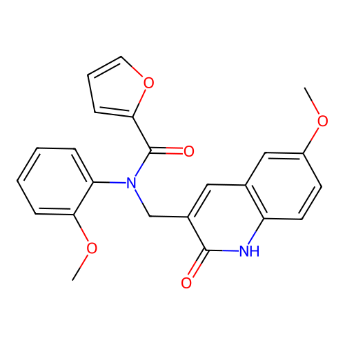 N-((2-hydroxy-6-methoxyquinolin-3-yl)methyl)-N-(2-methoxyphenyl)furan-2-carboxamide structure