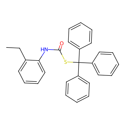 Carbonimidothioic acid, phenyl-, O-ethyl S-(triphenylmethyl) ester structure