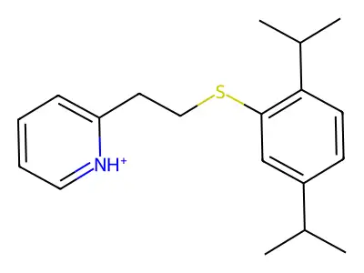 2-[2-[2,5-Di(propan-2-yl)phenyl]sulfanylethyl]pyridin-1-ium structure