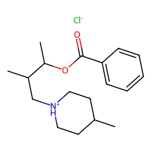 3-Methyl-4-(4-methylpiperidin-1-yl)butan-2-yl benzoate--hydrogen chloride (1/1) structure