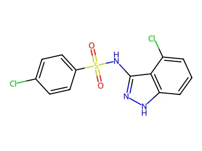4-chloro-N-(4-chloro-1H-indazol-3-yl)benzenesulfonamide structure