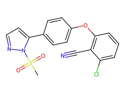 2-Chloro-6-[4-[1-(methylsulfonyl)-1H-pyrazol-5-yl]phenoxy]benzonitrile structure