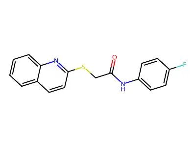 N-(4-fluorophenyl)-2-(quinolin-2-ylsulfanyl)acetamide structure