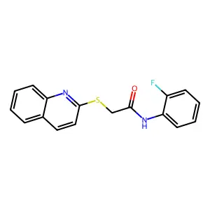 N-(2-fluorophenyl)-2-(quinolin-2-ylthio)acetamide structure