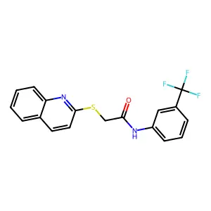 2-(quinolin-2-ylsulfanyl)-N-[3-(trifluoromethyl)phenyl]acetamide structure