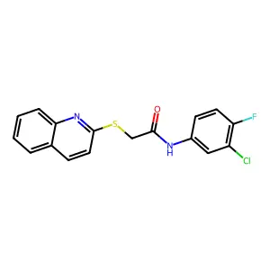 N-(3-chloro-4-fluorophenyl)-2-quinolin-2-ylsulfanylacetamide structure