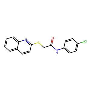 N-(4-chlorophenyl)-2-(quinolin-2-ylthio)acetamide structure