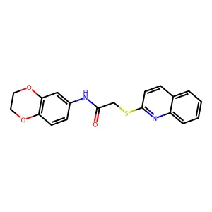 N-(2,3-dihydro-1,4-benzodioxin-6-yl)-2-(quinolin-2-ylsulfanyl)acetamide structure