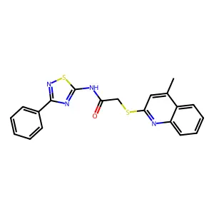 2-[(4-methylquinolin-2-yl)sulfanyl]-N-(3-phenyl-1,2,4-thiadiazol-5-yl)acetamide structure
