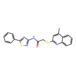 2-((4-methylquinolin-2-yl)thio)-N-(5-phenyl-1,2,4-thiadiazol-3-yl)acetamide structure