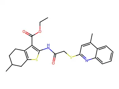 ETHYL 6-METHYL-2-{2-[(4-METHYLQUINOLIN-2-YL)SULFANYL]ACETAMIDO}-4,5,6,7-TETRAHYDRO-1-BENZOTHIOPHENE-3-CARBOXYLATE structure
