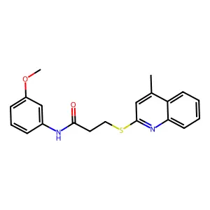 N-(3-methoxyphenyl)-3-(4-methylquinolin-2-yl)sulfanylpropanamide structure