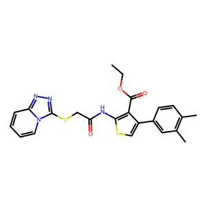 ETHYL 4-(3,4-DIMETHYLPHENYL)-2-(2-{[1,2,4]TRIAZOLO[4,3-A]PYRIDIN-3-YLSULFANYL}ACETAMIDO)THIOPHENE-3-CARBOXYLATE structure