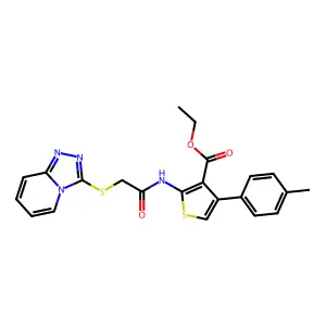 ethyl 4-(4-methylphenyl)-2-(2-{[1,2,4]triazolo[4,3-a]pyridin-3-ylsulfanyl}acetamido)thiophene-3-carboxylate structure