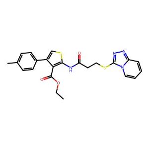 ethyl 4-(4-methylphenyl)-2-(3-{[1,2,4]triazolo[4,3-a]pyridin-3-ylsulfanyl}propanamido)thiophene-3-carboxylate structure