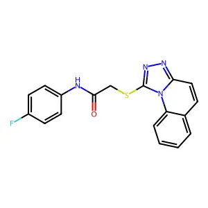 2-([1,2,4]triazolo[4,3-a]quinolin-1-ylthio)-N-(4-fluorophenyl)acetamide structure