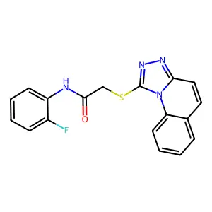 N-(2-fluorophenyl)-2-{[1,2,4]triazolo[4,3-a]quinolin-1-ylsulfanyl}acetamide structure