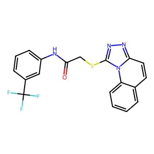 2-([1,2,4]triazolo[4,3-a]quinolin-1-ylsulfanyl)-N-[3-(trifluoromethyl)phenyl]acetamide structure