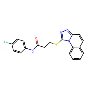 N-(4-fluorophenyl)-3-([1,2,4]triazolo[4,3-a]quinolin-1-ylthio)propanamide structure