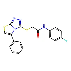 N-(4-fluorophenyl)-2-((5-phenylthiazolo[2,3-c][1,2,4]triazol-3-yl)thio)acetamide structure