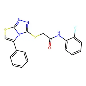 N-(2-fluorophenyl)-2-[(5-phenyl-[1,3]thiazolo[2,3-c][1,2,4]triazol-3-yl)sulfanyl]acetamide structure