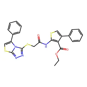 ETHYL 4-PHENYL-2-[2-({5-PHENYL-[1,2,4]TRIAZOLO[3,4-B][1,3]THIAZOL-3-YL}SULFANYL)ACETAMIDO]THIOPHENE-3-CARBOXYLATE structure