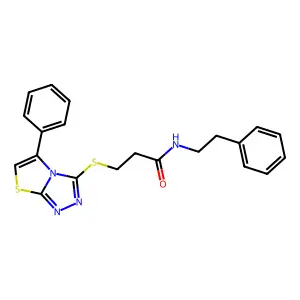 N-phenethyl-3-((5-phenylthiazolo[2,3-c][1,2,4]triazol-3-yl)thio)propanamide structure