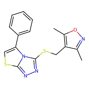 3,5-dimethyl-4-(((5-phenylthiazolo[2,3-c][1,2,4]triazol-3-yl)thio)methyl)isoxazole structure