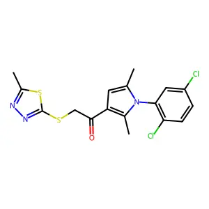 1-(1-(2,5-dichlorophenyl)-2,5-dimethyl-1H-pyrrol-3-yl)-2-((5-methyl-1,3,4-thiadiazol-2-yl)thio)ethanone structure