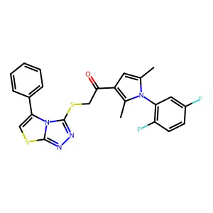 1-(1-(2,5-difluorophenyl)-2,5-dimethyl-1H-pyrrol-3-yl)-2-((5-phenylthiazolo[2,3-c][1,2,4]triazol-3-yl)thio)ethanone structure
