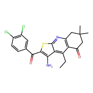 3-amino-2-(3,4-dichlorobenzoyl)-4-ethyl-7,7-dimethyl-7,8-dihydrothieno[2,3-b]quinolin-5(6H)-one structure