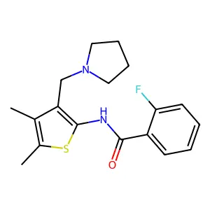N-(4,5-dimethyl-3-(pyrrolidin-1-ylmethyl)thiophen-2-yl)-2-fluorobenzamide structure