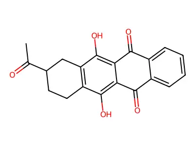8-Acetyl-6,11-dihydroxy-7,8,9,10-tetrahydrotetracene-5,12-dione structure