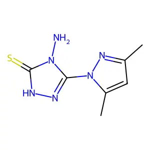 4-amino-5-(3,5-dimethyl-1H-pyrazol-1-yl)-4H-1,2,4-triazole-3-thiol structure