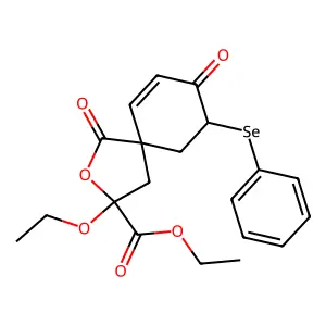 Ethyl 3-ethoxy-1,8-dioxo-9-(phenylselanyl)-2-oxaspiro[4.5]dec-6-ene-3-carboxylate structure