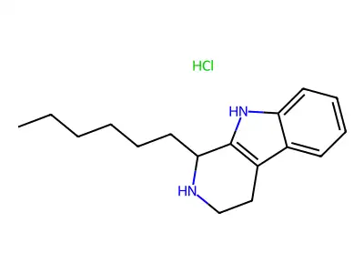 9H-Pyrido(3,4-b)indole, 1,2,3,4-tetrahydro-1-hexyl-, hydrochloride structure