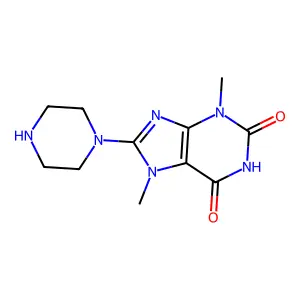3,7-Dimethyl-8-piperazin-1-ylpurine-2,6-dione structure