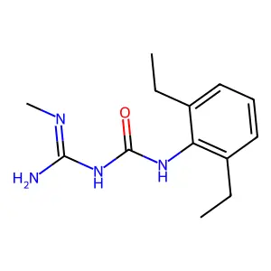 N-(2,6-Diethylphenyl)-N'-[imino(methylamino)methyl]urea structure